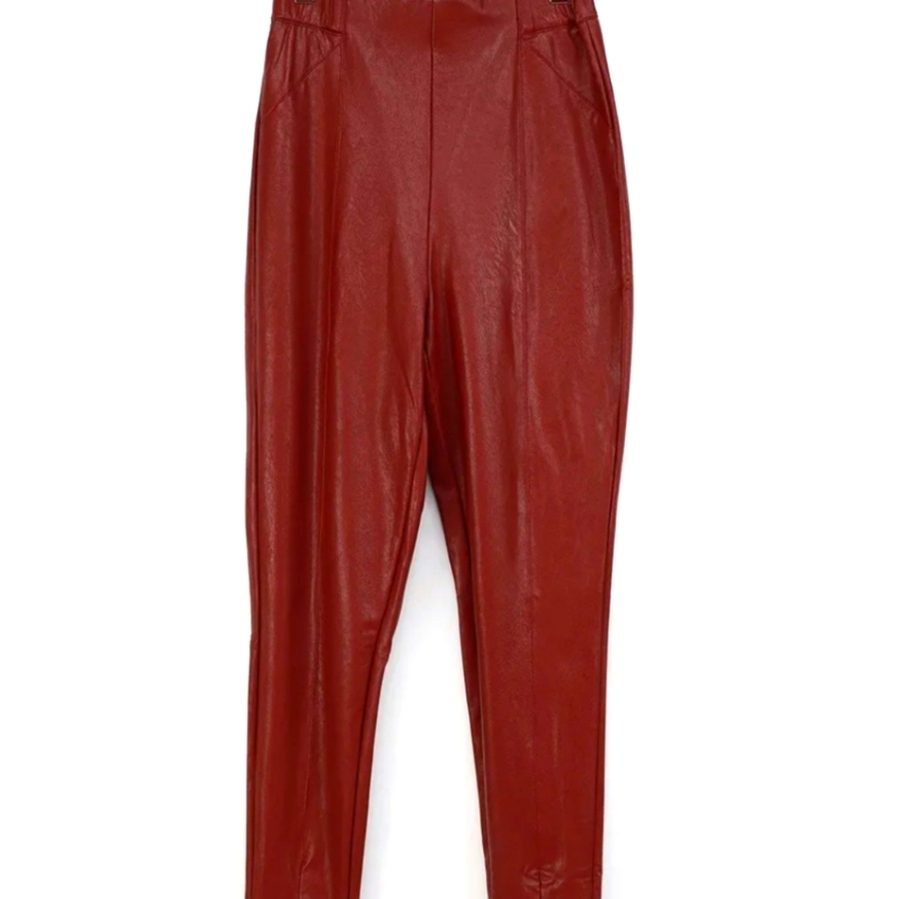 LULUS way too cool burgundy vegan leather legging